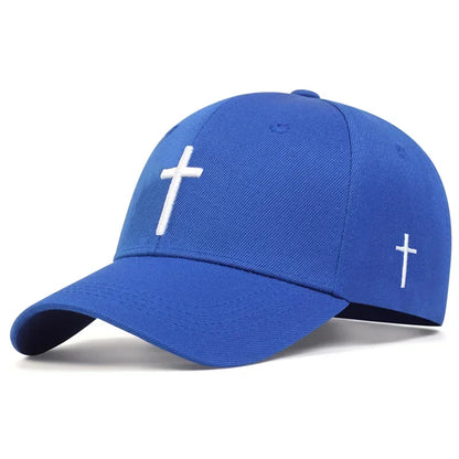 Unisex Cross Embroidery Baseball Caps Outdoor Adjustable Spring and Autumn Casual Sunscreen Hat