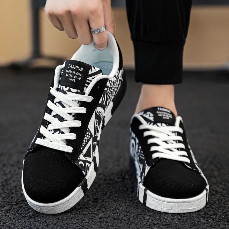 YRZL skateboard-sko til mænd, sneakers i kanvas, afslappede og åndbare gåsko, lette flade sko til mænd, trendy streetwear-sportssko