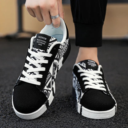 YRZL skateboard-sko til mænd, sneakers i kanvas, afslappede og åndbare gåsko, lette flade sko til mænd, trendy streetwear-sportssko