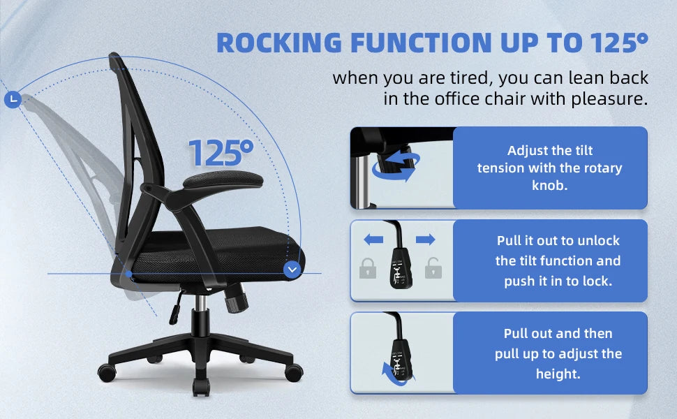 Daccormax Office chair Ergonomic Reclining 90°-125°,Desk chair with Lumbar Support,Computer chair Adjustable,living room chairs