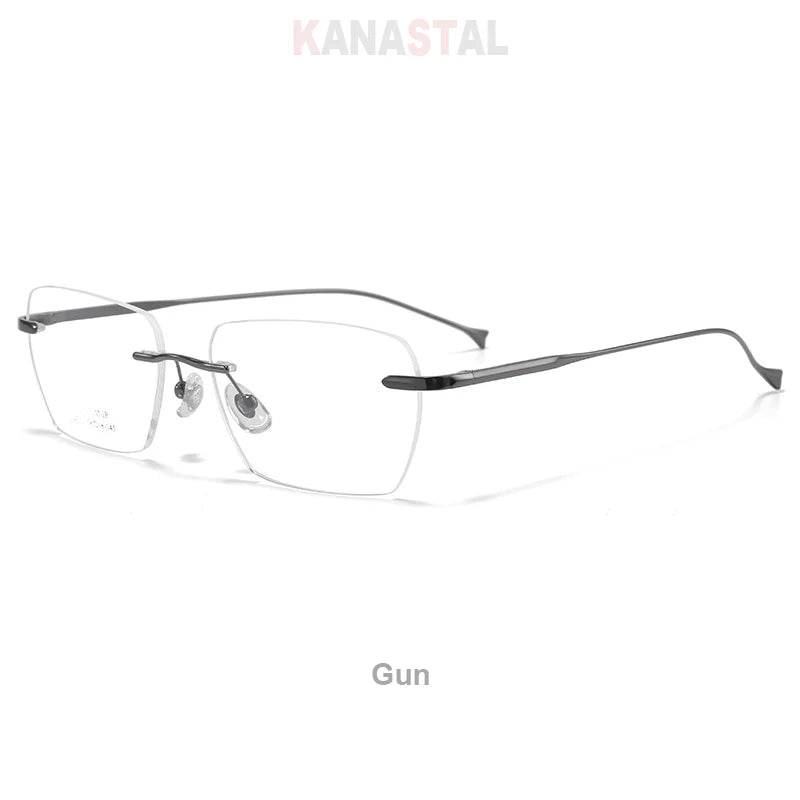 Men Pure Titanium Eyeglasses Frame Women Ultralight Rimless Glasses Blue Light Blocking Lens Prescription Myopia Reading Eyewear