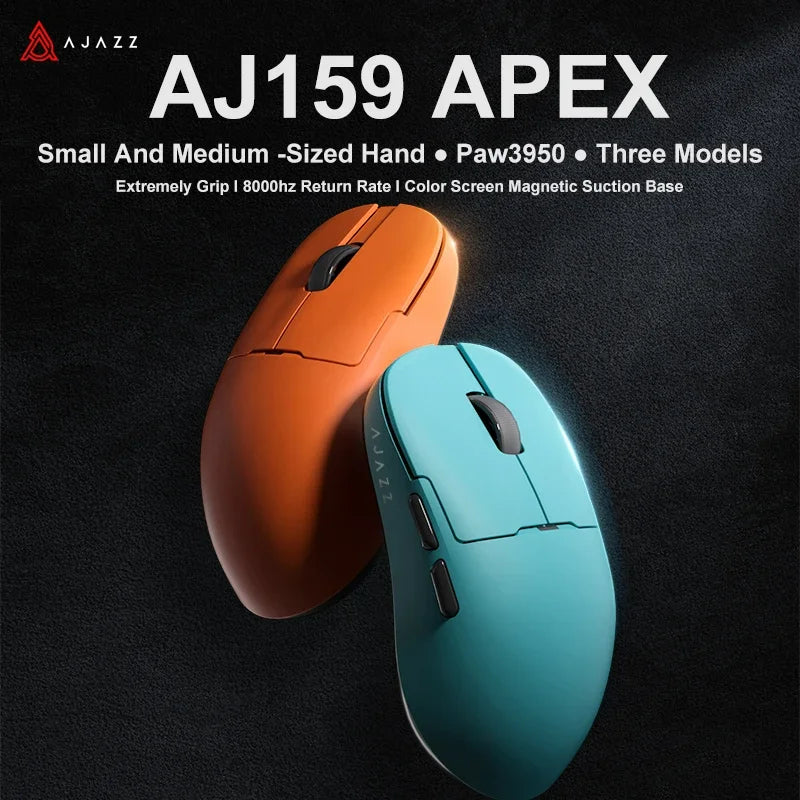 Ajazz AJ159 PRO/APEX Gaming Mouse 8000Hz Rebound Rate Paw3950 Color Screen Magnetic Stand AJ159P Office & Gaming