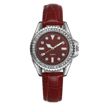Ladies Luxury Diamond Branded Quartz Watch Fashion 2025 New Simple Green Leather Women's Dress Clock Watch DDP