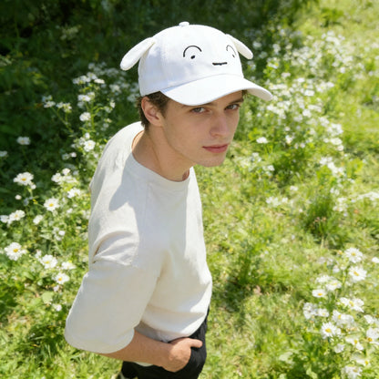 1pc，Cute Cartoon 3D Plush Ears Baseball Cap - Shin-chan & Pig Embroidery Casual Trendy Hat.