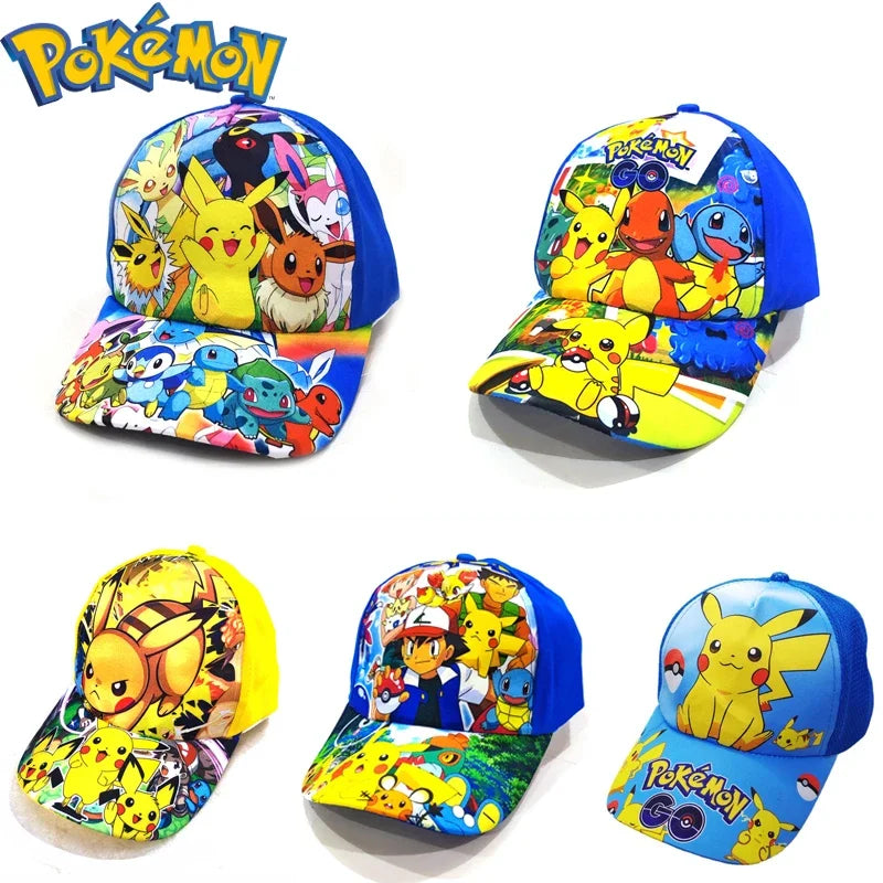 Pokemon Go Anime Figure Pikachu Polyester Baseball Cap Print Cartoon Peaked Cap Children's Dress Up Decoration Birthday Gifts