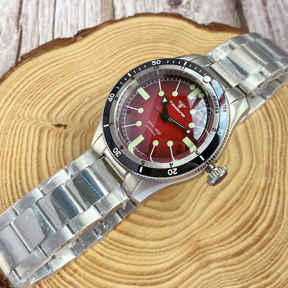 200M Water Resistant Mechanical Wristwatch Miyota 8215 Domed Sapphire Glass 120 clicks Bezel Steel Band Luminous Marks