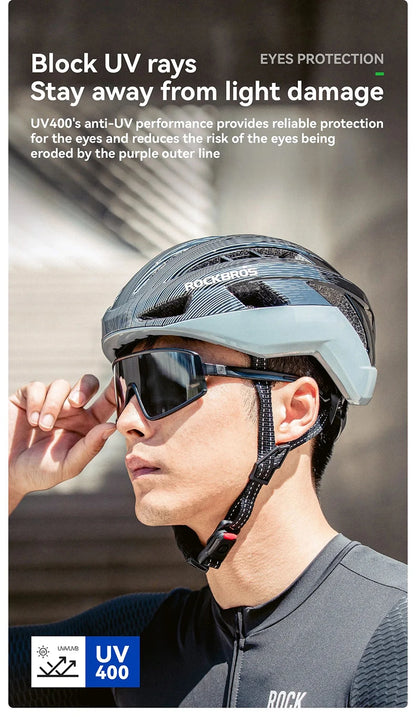 ROCKBROS Cycling Glasses Polarized Photochromic Anti-Fog Sunglasess Windproof Goggles Sport MTB Road Bike Shades