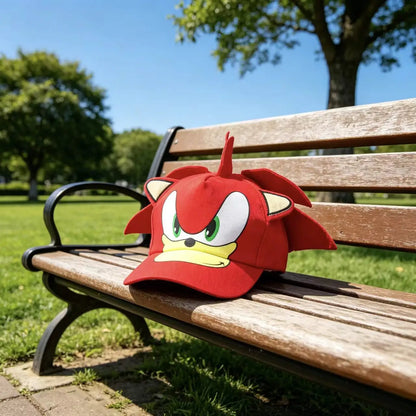 Kids Sonic Hat 3-8 Years 50-54cm Casual Duck Tongue Baseball Cap Adjustable Sun Hat for Boys Girls Outdoor Daily Wear Cosplay