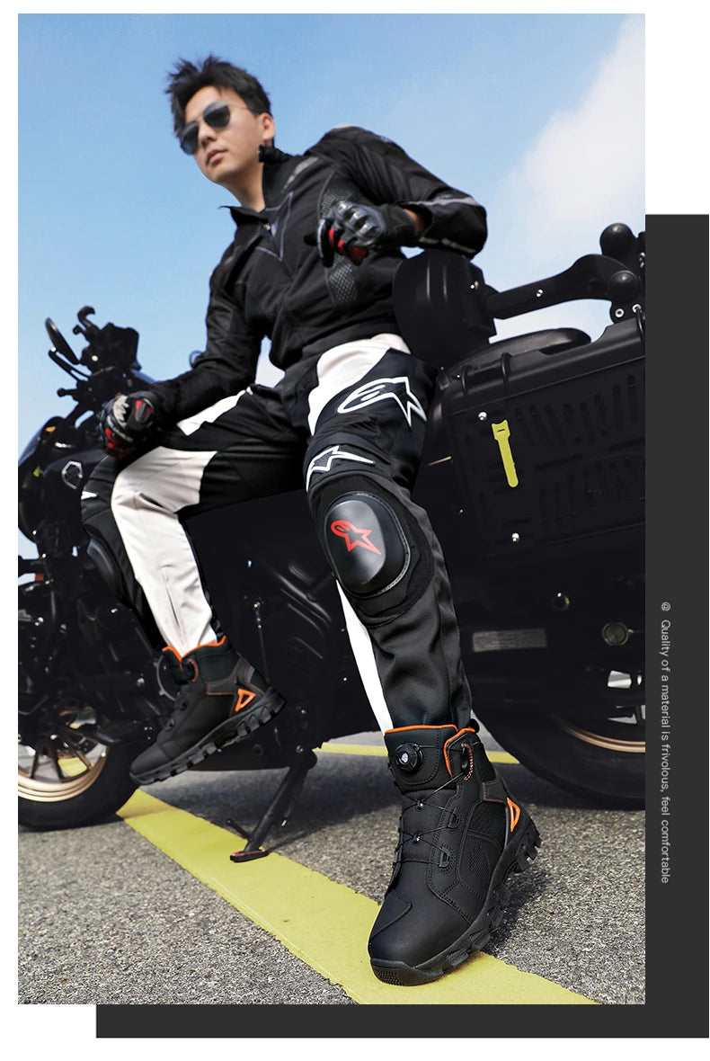 Bottes de moto professionnelles pour hommes, chaussures de course tout-terrain, équipement de moto urbaine, en cuir microfibre ultra-fin