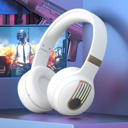 Casque de jeu Bluetooth 6.0 RGB, faible latence 40 ms, autonomie 20 h, 400 mAh, IPX5, sans fil, filaire, carte TF, casque HiFi supra-auriculaire