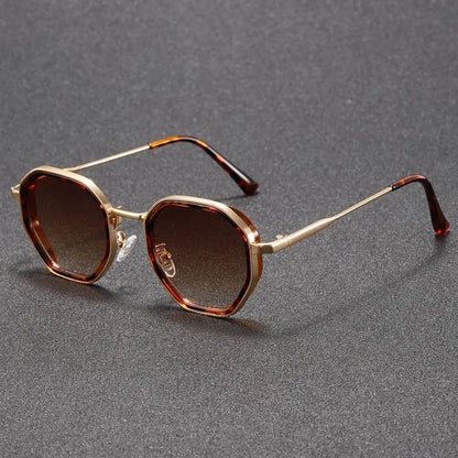 1PCunisex Round Metal Fashionable Sunglasses, Retro Style, Fashionable Basic Model, Classic Color Contrast Matching