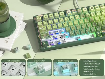 Womier SK80 Green 75% Keyboard with Color OLED Display Mechanical Gaming Keyboard Gasket Mounted RGB Hot Swap Custom Keyboard