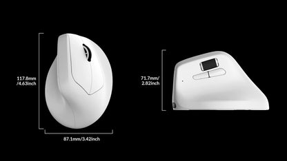 Keychron M5 trådløs ergonomisk optisk mus, 8K polling rate, 2.4GHz og Bluetooth, Type-C, 3950-sensor