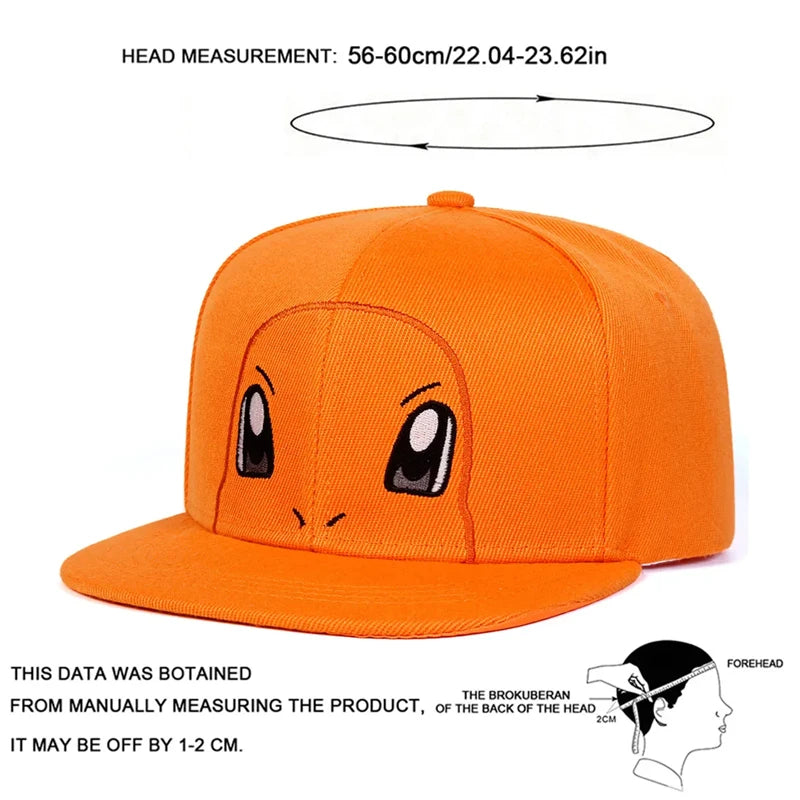 Anime  Pokemon Kawaii Characters Pikachu Squirtle Embroidery Baseball Cap Adjustable Cosplay Hip Hop Baseball Cap Cartoon Hats