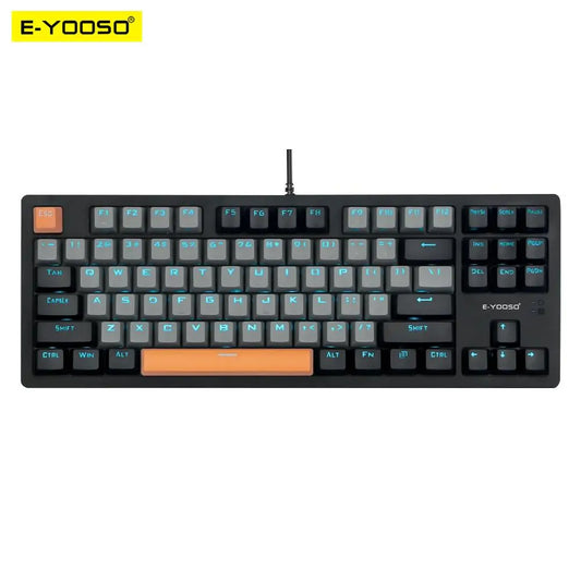 E-YOOSO K620 USB Mechanical Gaming Keyboard Wired Blue Red Switch Monochrome LED Backlit 87 Key for Computer Laptop PC