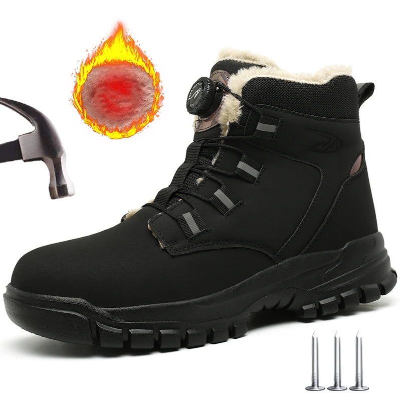 Bottes de sécurité imperméables pour hommes, chaussures de travail Parker en acier, bouton rotatif, chaussures de protection, taille 47, 48, hiver