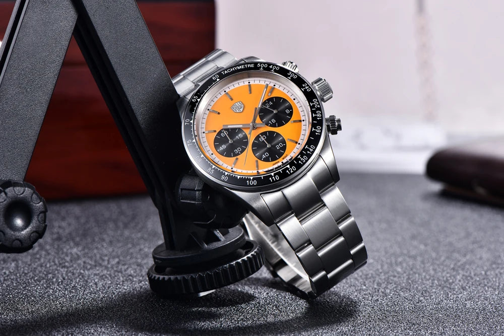 Relógios masculinos Rolls Timi Panda – Cronógrafo de quartzo, modelo de luxo, vidro de safira com tratamento antirreflexo, estanque, estilo desportivo