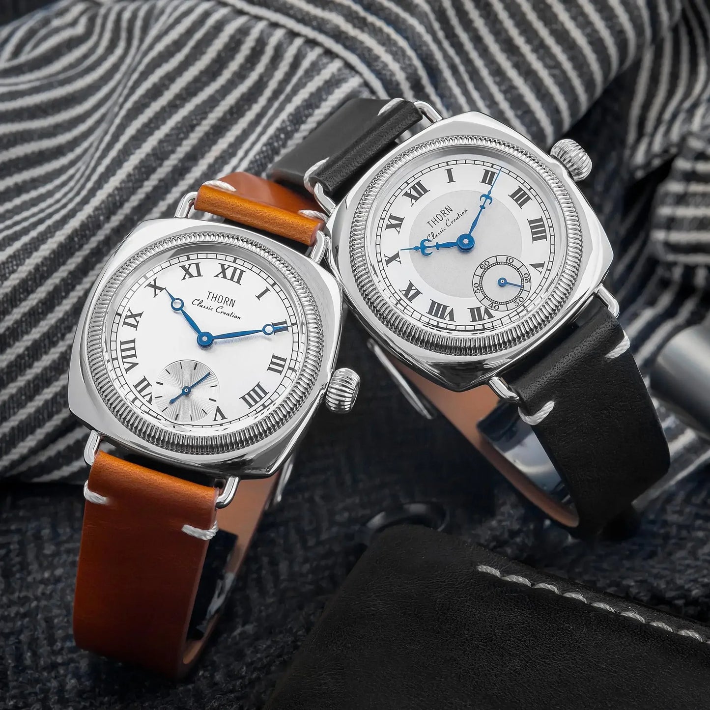 THORN T002 Watch Tribute to Classic Oyster Style Antique Pillow Shaped Watch, Retro Watch, Men's and Women's Couple Watches