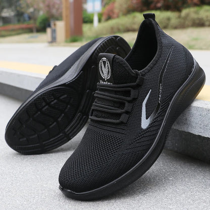 Men's Fashionable Solid Woven Knitted Running Shoes - Lightweight, Breathable, Non-Slip - Perfect Sports Shoes for Outdoors