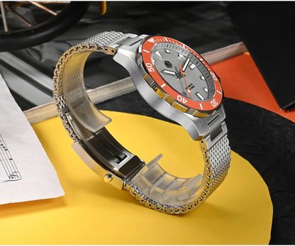 San Martin Original Design Diver 39.5mm V2 Men Watch NH35 Automatic Mechanical Watch Milanese Bracelet Waterproof 200m Luminous