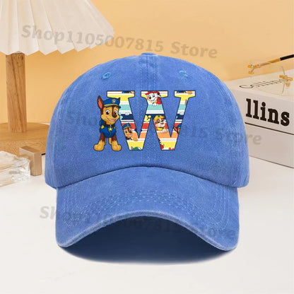Paw Patrol Fashion Baseball Cap for Men Women Cartoon Letter A-Z Printed Peaked Caps Male Female Summer Hip Hop Sunshade Hat