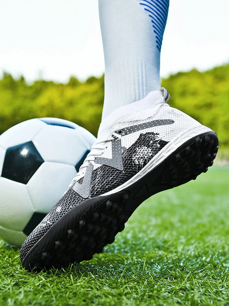 Professional Soccer Shoes TF Broken Nail Teenagers Durable Looking HighTops Training Shoes Adult Outdoors Non Slip FootballShoes