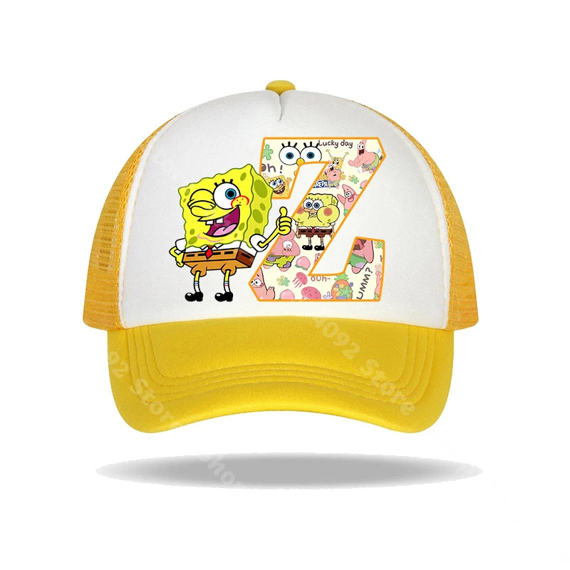 SpongeBob SquarePants basebollkeps för barn och vuxna med bokstavstryck, solhattar, anime, tecknad film, justerbara kepsar med skärm, sommarhattar, vardagshattar, ny