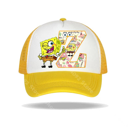 SpongeBob SquarePants basebollkeps för barn och vuxna med bokstavstryck, solhattar, anime, tecknad film, justerbara kepsar med skärm, sommarhattar, vardagshattar, ny