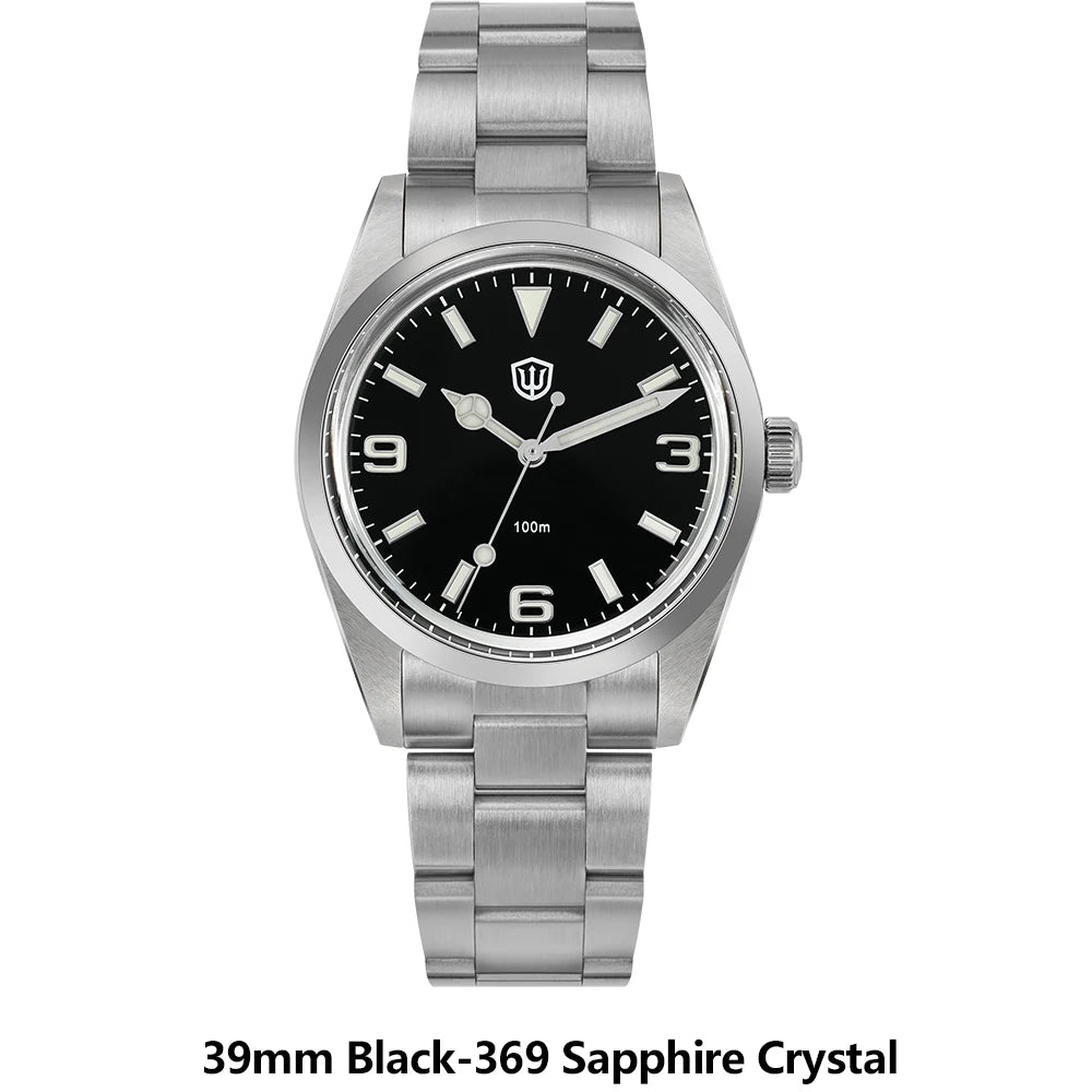 Watchdives WD1016 V3 Quartz Watch 37mm Stainless Steel Case Sapphire Vintage Watch  VH31 Sweep Movemet 100m Waterproof Men Watch