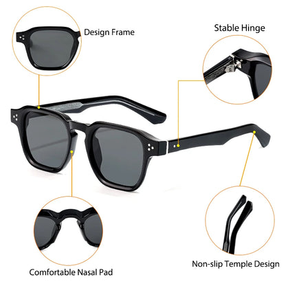 CATERSIDE Classic Square Sunglasses Men Core Insert Temple Luxury Brand Sun Glasses Women Travel Beach Party Festival Gifts