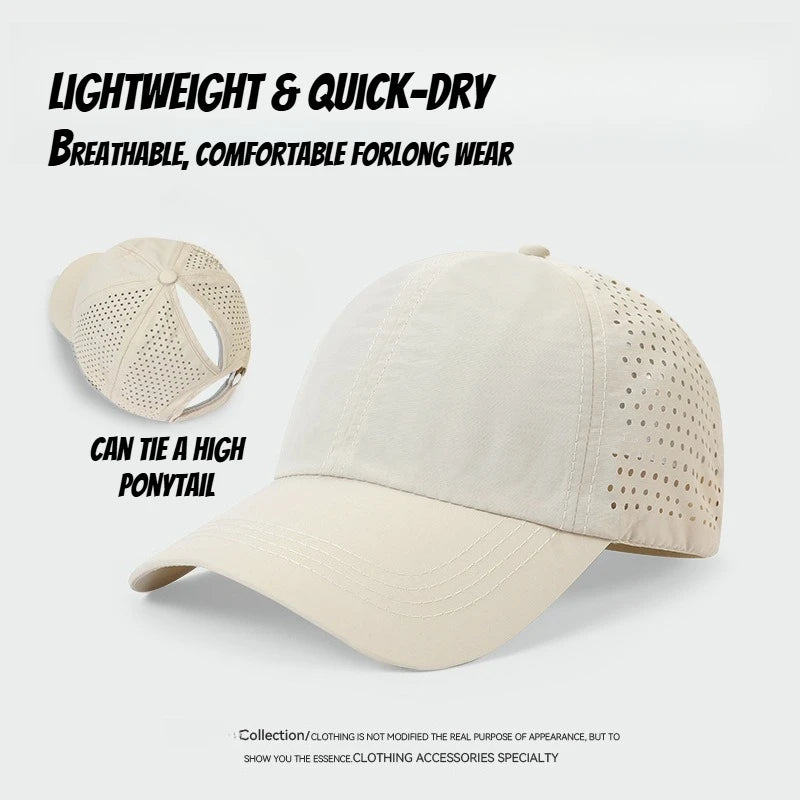 1pc Quick Drying Tongue Baseball Caps for Women Summer Protection Breathable Mesh Breathable Cap Stylish Adjustable Ponytail Hat