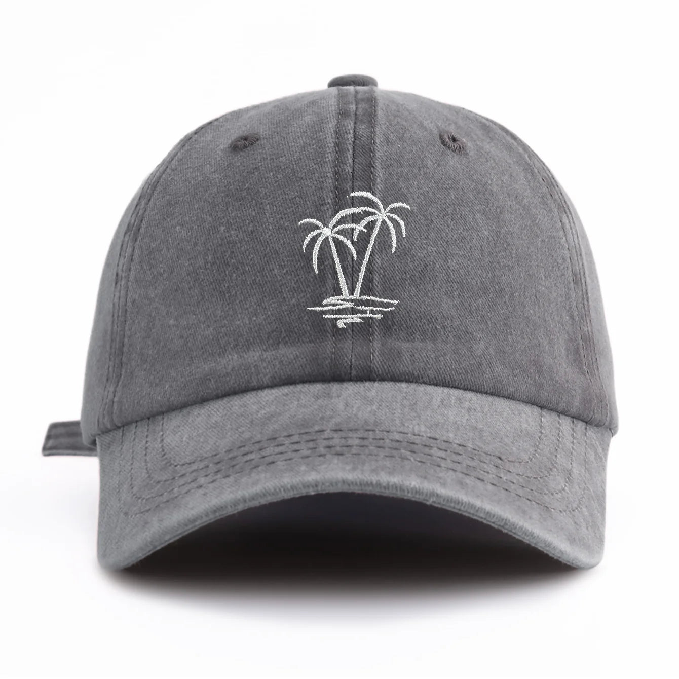 1pc Coconuttree Embroidery Washed Baseball Cap For Adults,Minimalist Retro Style Casual Soft Adjustable Dad Hat, Perfect As Gift