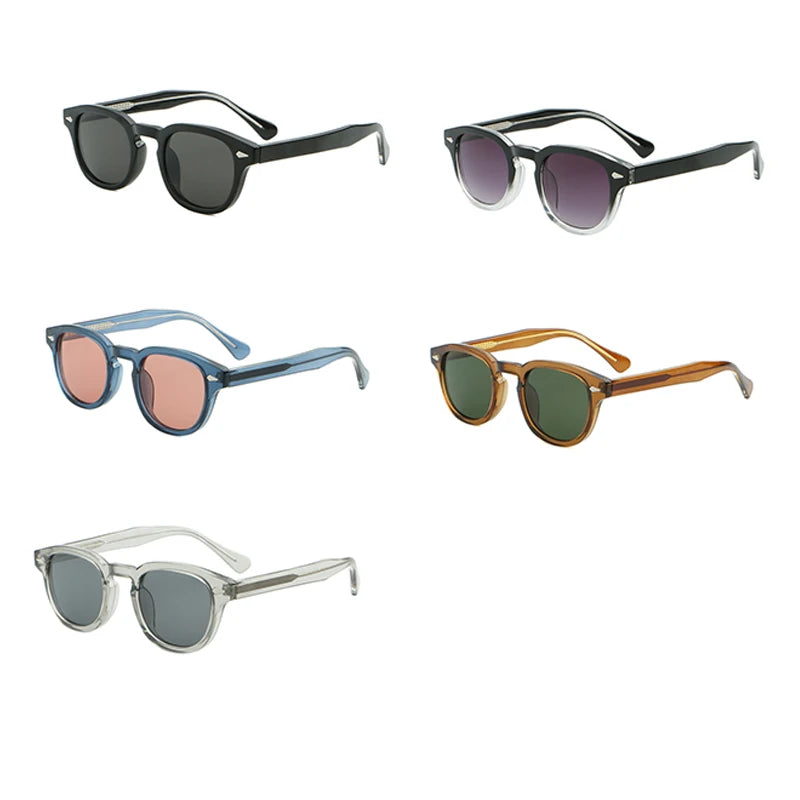 CATERSIDE Retro Round Men Sunglasses Punk Propionic Acid Pin Temple Luxury Sun Glasses Women Sports Leisure Party Eyewear UV400