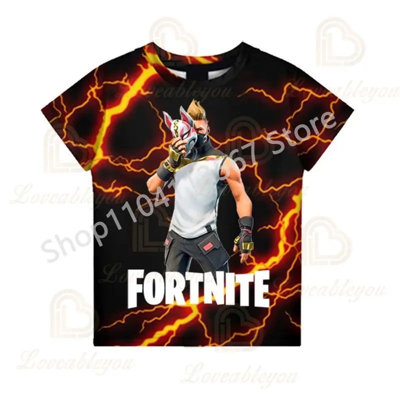 T-shirt de Verão F-Fortnited para Crianças 100-160cm, Promoção Especial, para Meninos, Bebés e Crianças Pequenas, T-shirts Divertidas de Gaming, Moda para Meninas e Meninos, Presente de Aniversário