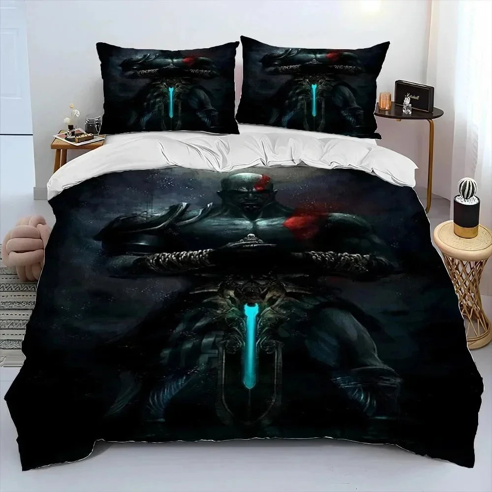 3D Print God Of War Game Gamers Kratos Bedding Set Boys Girls Twin Queen King Size Duvet Cover Pillowcase Bed Boys Adult