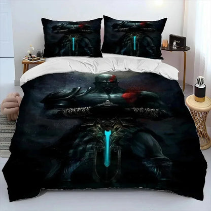 3D Print God Of War Game Gamers Kratos Bedding Set Boys Girls Twin Queen King Size Duvet Cover Pillowcase Bed Boys Adult