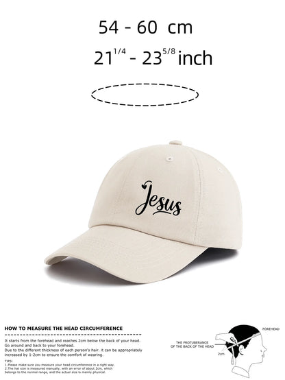 1pc JESUS Print Baseball Cap for Adults,Minimalist Retro Style Casual Soft Adjustable Dad Hat,Perfect As Gift
