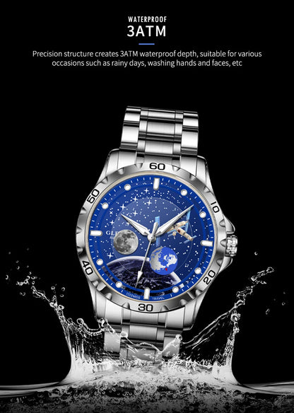Glenaw Top Luxury Moon Rotation Stylish Personalized Fully Automatic Mechanical Men's Luminous Waterproof Watch