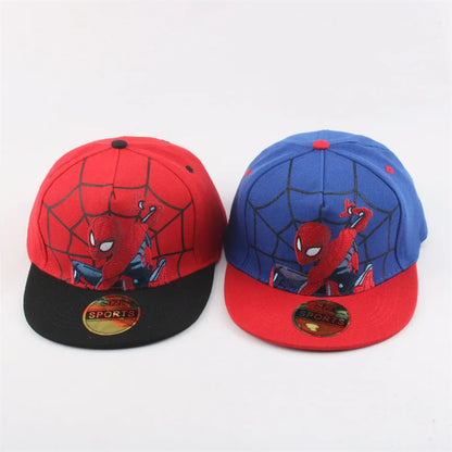 Spider-Man Marvel Peripheral Anime Baseball Cap Cotton Flat Brim Hat Cartoon Decoration Accessories Kid’s Gift Sun Shade Travel