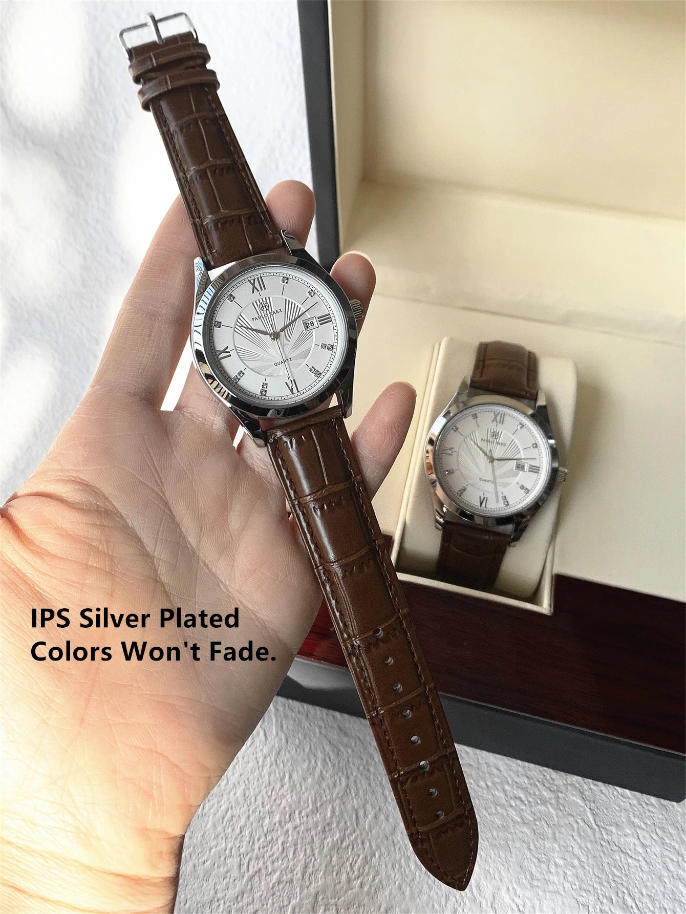 PABLO RAEZ Real Photos Top Brand Luxury Man Wristwatch Waterproof Diamond Date Leather Watch Quartz Fashion