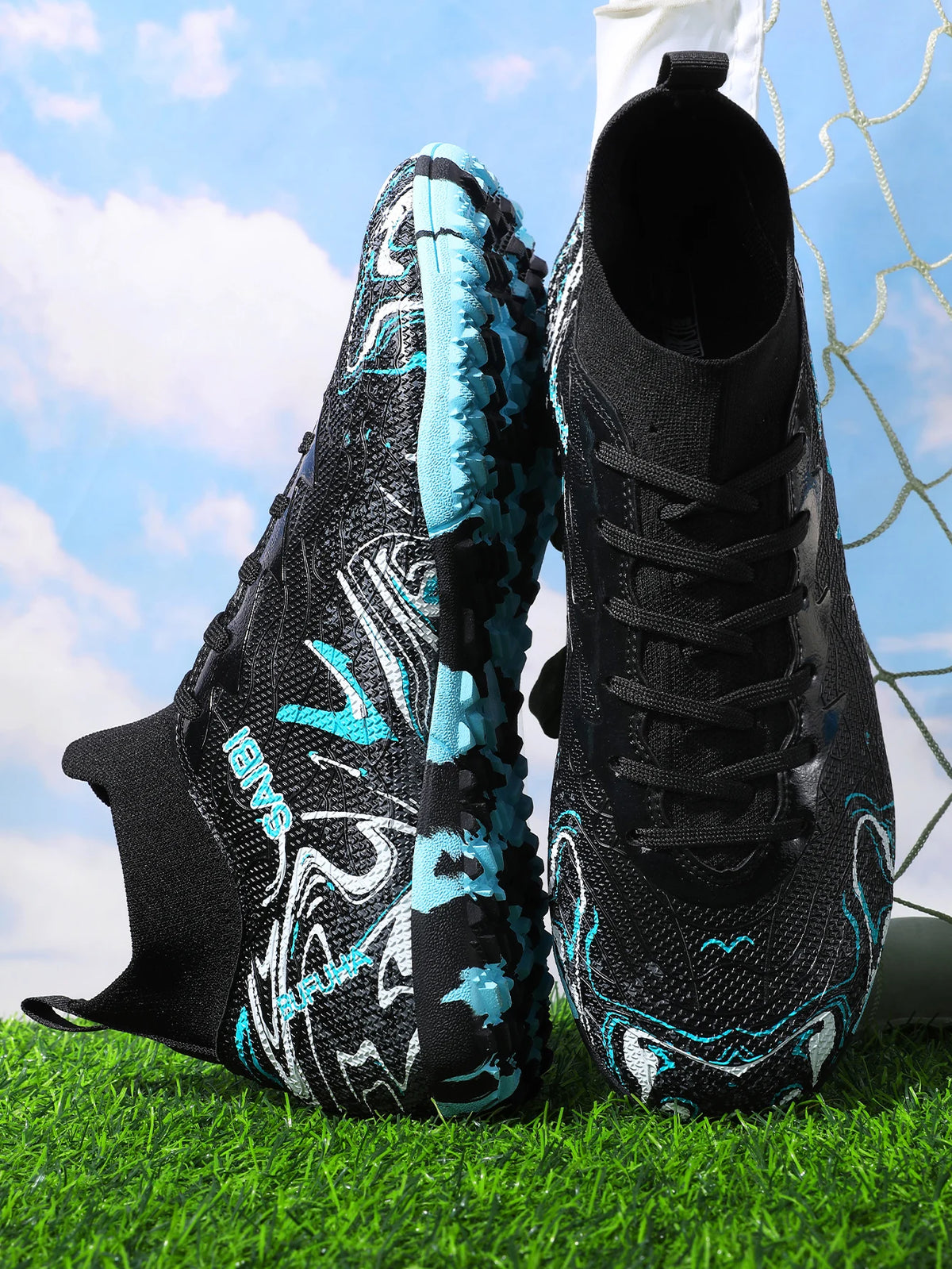 Chaussures de football montantes 2026 avec crampons FG longs et crampons TF, adaptées aux hommes et aux femmes, respirantes et antidérapantes