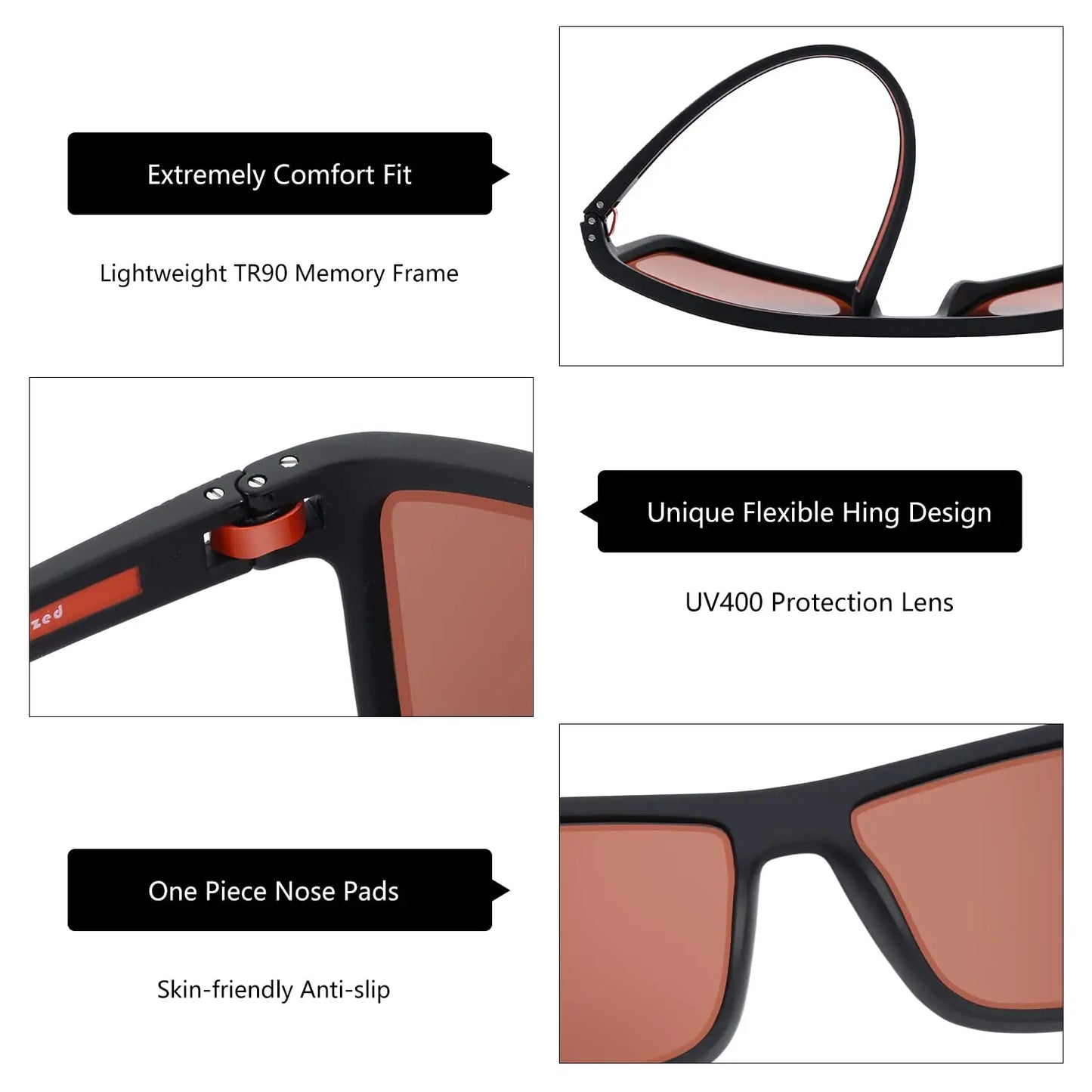 ZENOTTIC Polarized Sunglasses for Men Shades Lightweight TR90 Frame UV400 Protection Square Outdoor Trave Driving Sun Glasses