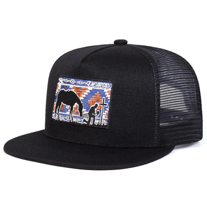 Unisex Horse Cross Embroidery Hip-hop Net Hats Spring Summer Outdoor Adjustable Casual Baseball Caps Sunscreen Hat Sports Cap