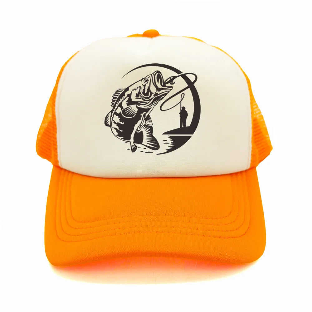 Fiske-skelett-trucker-keps, sommar, herr, cool fiskarkeps, basebollkeps, unisex, utomhus, nätkepsar, MZ-238
