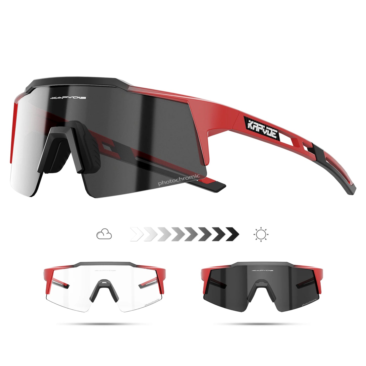 Kapvoe Photochromic Cycling Sunglasses Men Glasses Fashion Mountain Bicycle Outdoor Road Riding Goggles Eyewear Sports MTB Bike