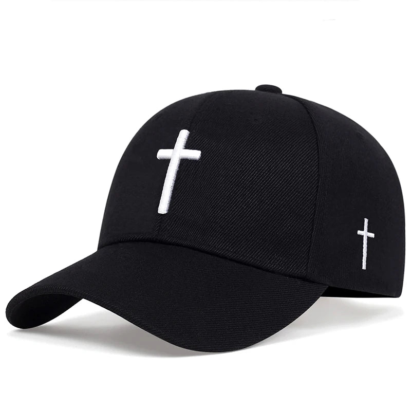 Unisex Cross Embroidery Baseball Caps Outdoor Adjustable Spring and Autumn Casual Sunscreen Hat