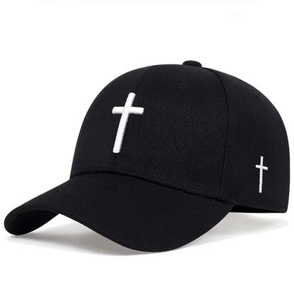 Unisex Cross Embroidery Baseball Caps Outdoor Adjustable Spring and Autumn Casual Sunscreen Hat