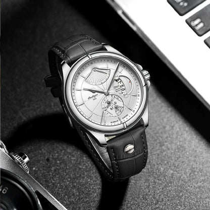 Montre-bracelet à quartz POEDAGAR pour homme – Style business, luxe, étanche, lumineuse, avec affichage de la date et bracelet en cuir – Montre élégante pour homme