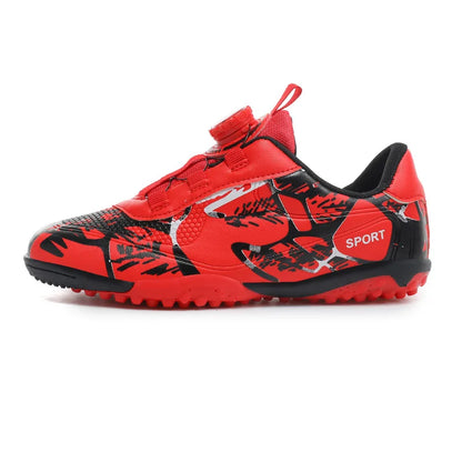Chaussures de Football à lacets rapides pour enfants, blanches et bleues, crampons ultralégers de haute qualité, baskets de Football antidérapantes pour Match en plein air