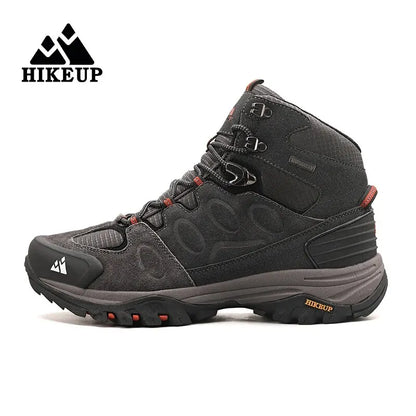 HIKEUP-Bottes de randonnée en daim pour hommes, chaussures de plein air à lacets, bottes de sport chaudes, chaussures de trekking décontractées, non ald, haut, hiver
